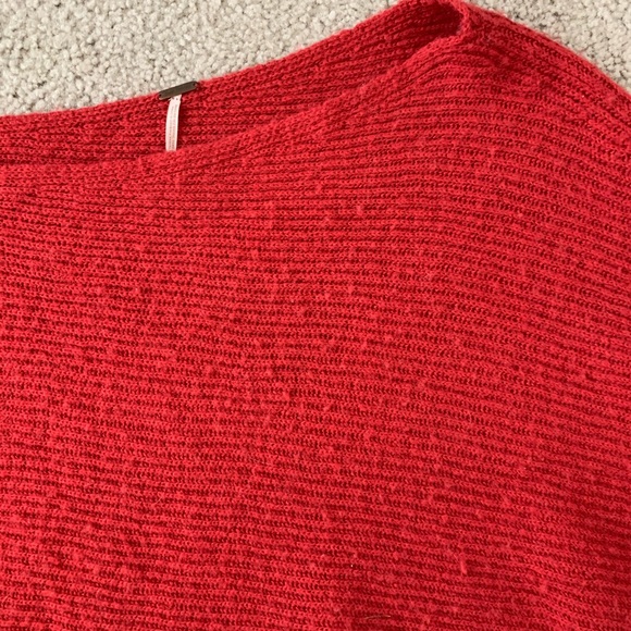 Free People Easy Days Off the Shoulder Sweater Red - Picture 8 of 10